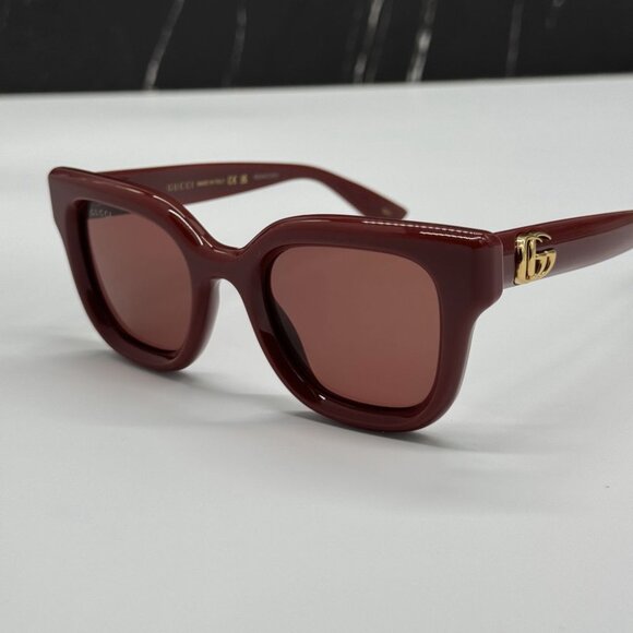NEW GG1828S 003 GUCCI SUNGLASSES SHINY SOLID BURGUNDY WOMEN EYEWEAR GUCCI main image 8